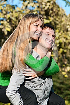 Beautiful couple portrait smiling outdoors