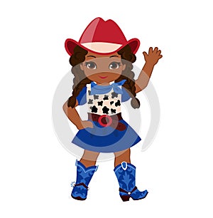 Beautiful cowgirl isolated on white background.