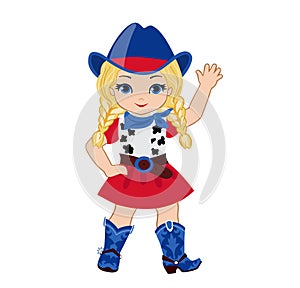 Beautiful cowgirl isolated on white background.