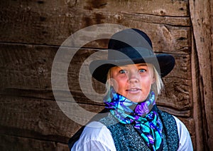 Beautiful Cowgirl in Western Scene