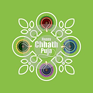 Creative Template of Chhath Festival Happy Chhath Puja Rangoli Illustration