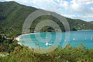 Beautiful crescent beach of Cane Garden Bay in Tortola British Virgin Islands