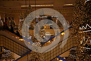 Beautiful Cristmas decorations at the department store Le Bon Marche Rive Gauche in Paris