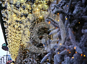 Beautiful Cristmas decorations at the department store Le Bon Marche Rive Gauche in Paris
