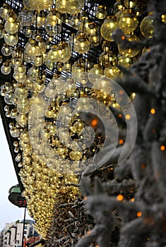 Beautiful Cristmas decorations at the department store Le Bon Marche Rive Gauche in Paris