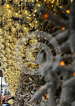 Beautiful Cristmas decorations at the department store Le Bon Marche Rive Gauche in Paris