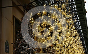 Beautiful Cristmas decorations at the department store Le Bon Marche Rive Gauche in Paris