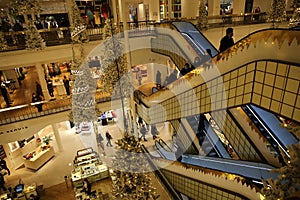 Beautiful Cristmas decorations at the department store Le Bon Marche Rive Gauche in Paris