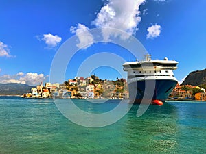 Beautiful cruise liner. Ferry boat. Greece.