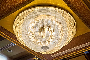 The beautiful crystal chandelier in ball room