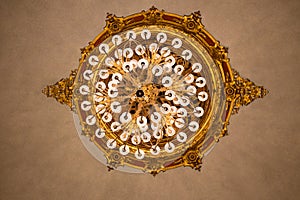 Beautiful crystal chandelier in a theatre