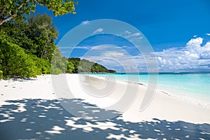 Beautiful crystal clear sea and white sand beach at Tachai island, Andaman