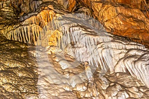 Beautiful crystalline formations in the cave created by nature over the years