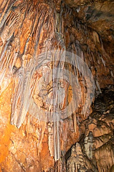 Beautiful crystalline formations in the cave created by nature over the years