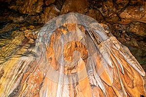 Beautiful crystalline formations in the cave created by nature over the years