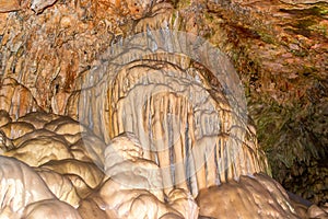 Beautiful crystalline formations in the cave created by nature over the years