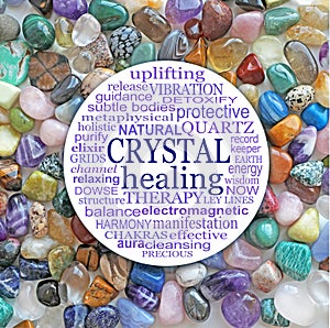 Beautiful Crystals Circular Crystal Healing word cloud