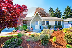 Beautiful curb appeal of small American house.