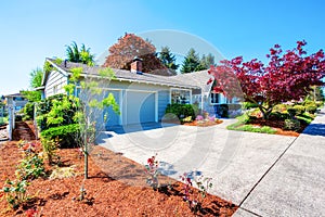 Beautiful curb appeal of small American house.