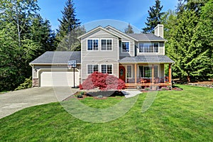 Beautiful curb appeal of suburban two story house