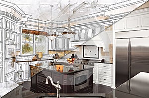 Beautiful Custom Kitchen Design Drawing Cross Section Into Finished Photograph