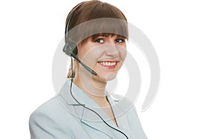 Beautiful customer support agent with headset