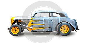 A beautiful customized classic hotrod. White background.