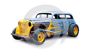 A beautiful customized classic hotrod. White background.