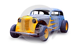 A beautiful customized classic hotrod. White background.