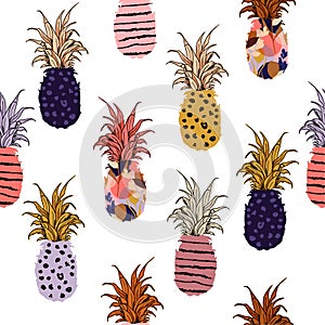 Beautiful and cute colorful hand drawn pineapple fill-on with ha