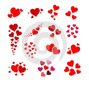 Beautiful and cute group of hearts vector illustration