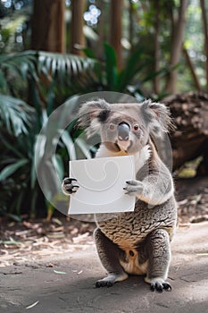 koala with a sign