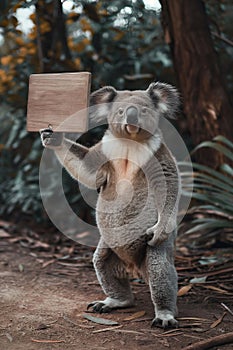 koala with a sign