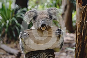 koala with a sign