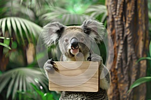 koala with a sign
