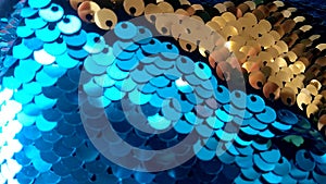 Beautiful cyan and golden background with semicircles in squama style