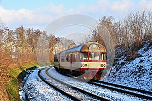 Beautiful Czech passenger train with carriages.