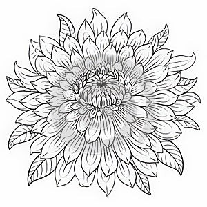 Beautiful Dahlia Coloring Page For Adults