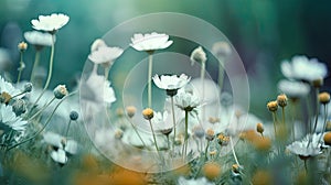 Beautiful daisy flowers in the meadow. Nature background