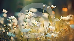 Beautiful daisy flowers in the meadow. Nature background