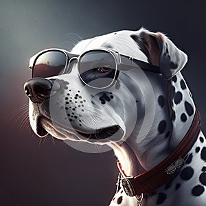 Beautiful Dalmatian dog wearing Oakley sunglasses