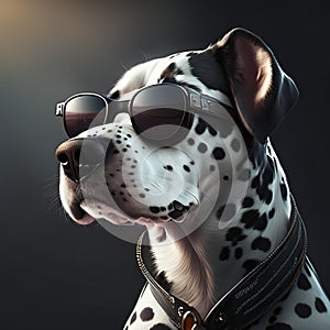 Beautiful Dalmatian dog wearing Oakley sunglasses