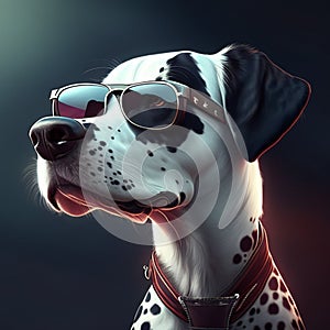 Beautiful Dalmatian dog wearing Oakley sunglasses