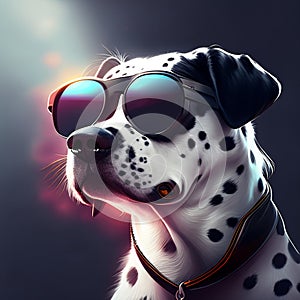 Beautiful Dalmatian dog wearing Oakley sunglasses