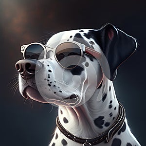 Beautiful Dalmatian dog wearing Oakley sunglasses