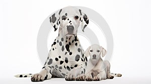 Beautiful Dalmatian Dog with white Baby