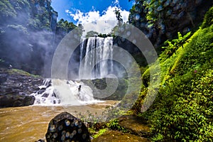 Beautiful Dambri waterfall is inside the forest, Bao Loc city, VietNam