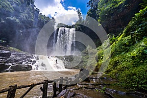 Beautiful Dambri waterfall is inside the forest, Bao Loc city, VietNam