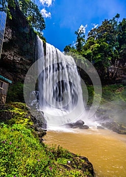 Beautiful Dambri waterfall is inside the forest, Bao Loc city, VietNam