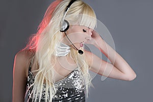 Beautiful dancer fashion sequins headset girl